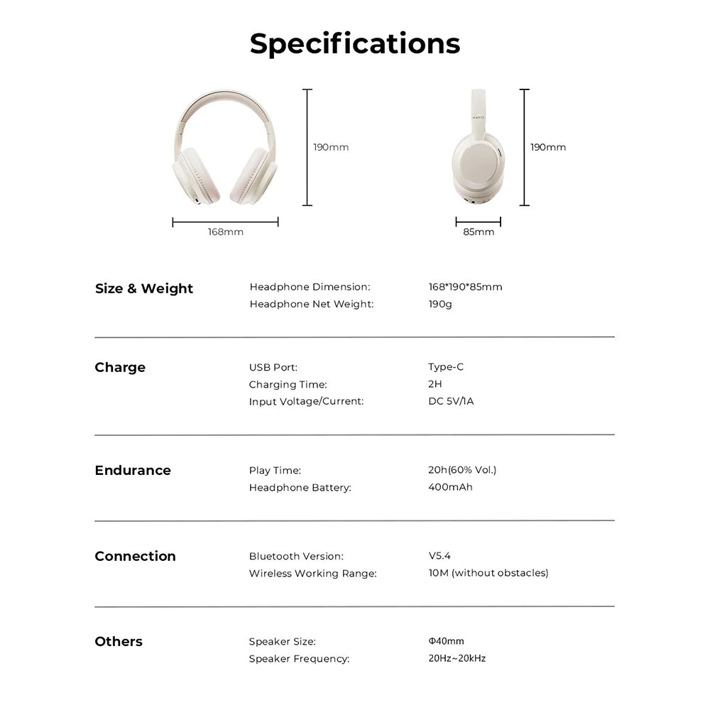 Manos libres Bluetooth HAVIT H619BT, A2DP, Blanco