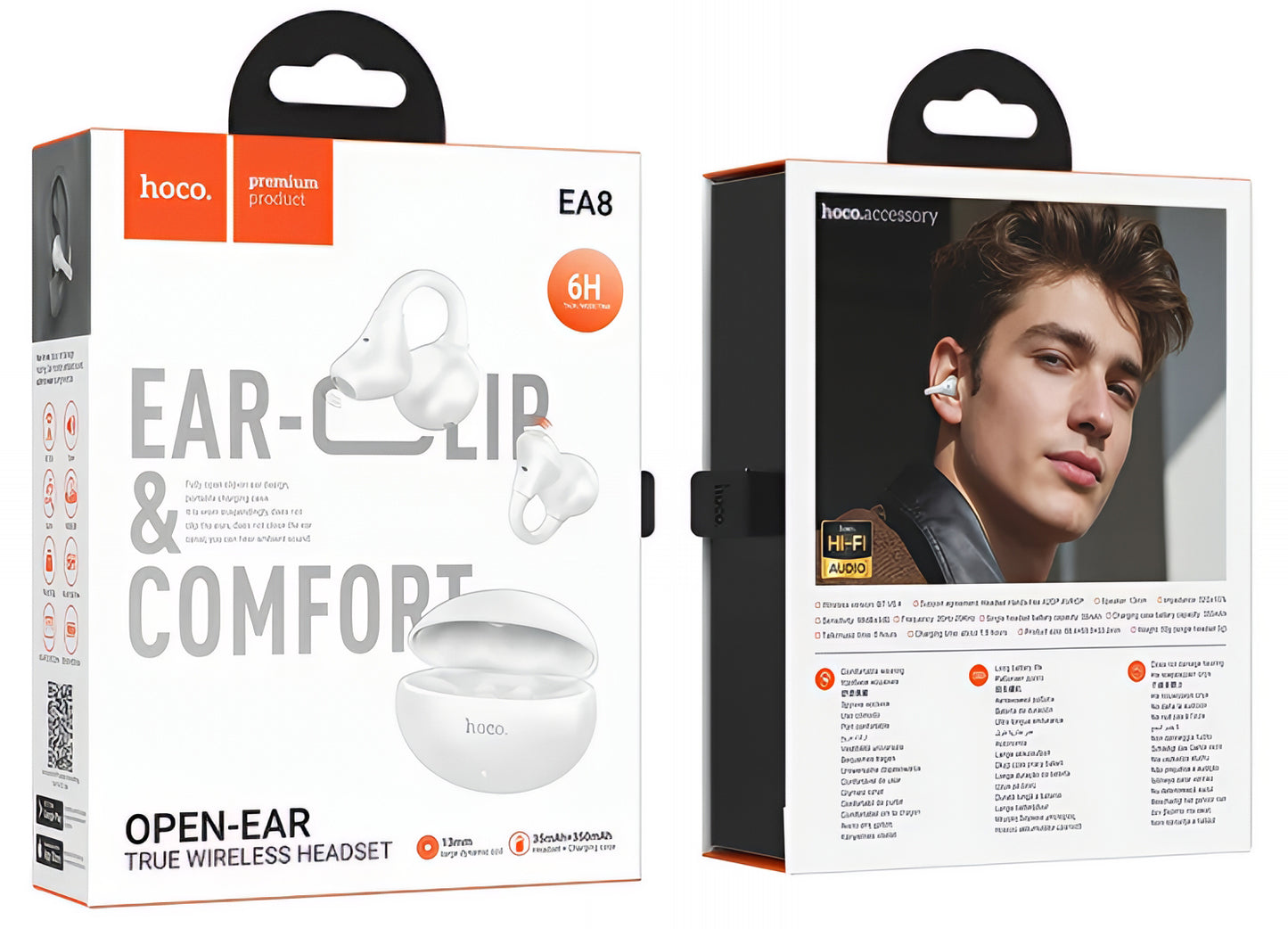 Handsfree Bluetooth HOCO EA8, TWS, Blanco