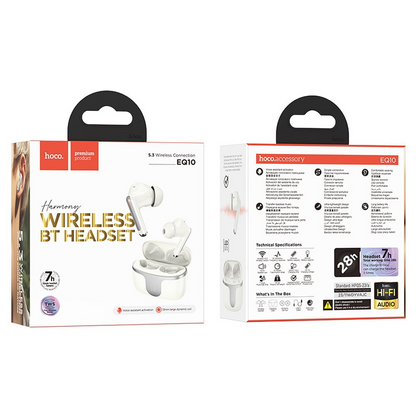 Auriculares Bluetooth HOCO EQ10, TWS, Blanco