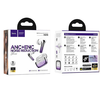 Manos libres Bluetooth HOCO EQ16, TWS, ANC, Mov 