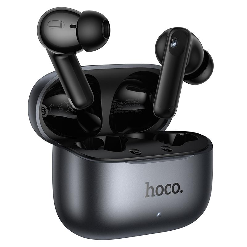 Manos libres Bluetooth HOCO EQ27 AI Traducción, TWS, ANC, Gris