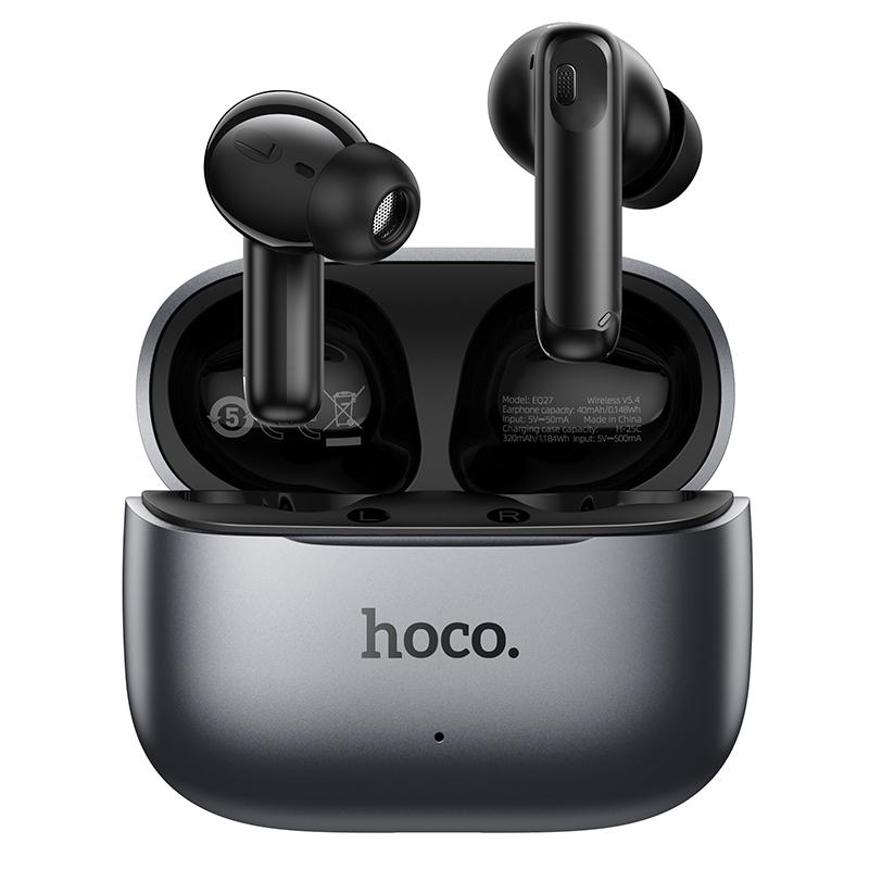Manos libres Bluetooth HOCO EQ27 AI Traducción, TWS, ANC, Gris