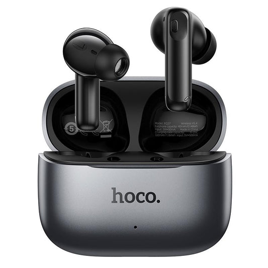 Manos libres Bluetooth HOCO EQ27 AI Traducción, TWS, ANC, Gris