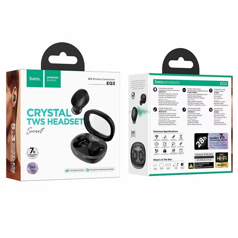 Auriculares Bluetooth HOCO EQ3, TWS, Negro