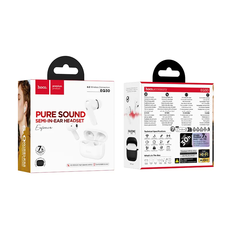 HOCO EQ30 Bluetooth Handsfree, TWS, White