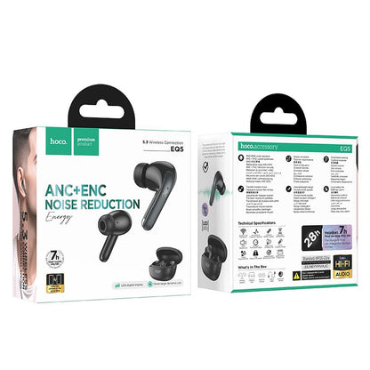 Manos libres Bluetooth HOCO EQ5, TWS, ANC, Negro 