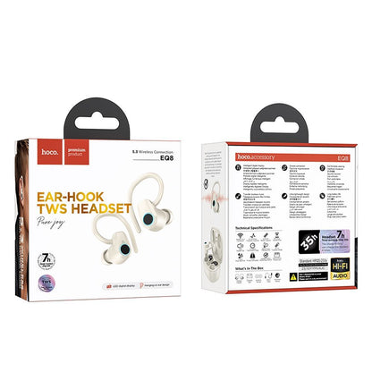 Manos libres Bluetooth HOCO EQ8, TWS, Blanco 