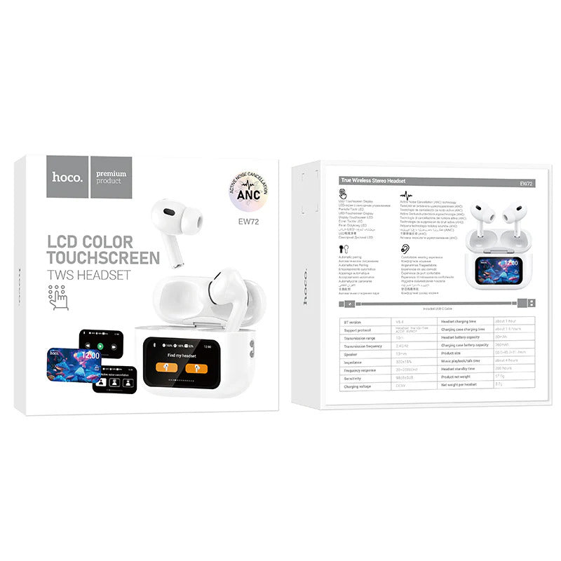 Manos libres Bluetooth HOCO EW72, TWS, ANC, Blanco