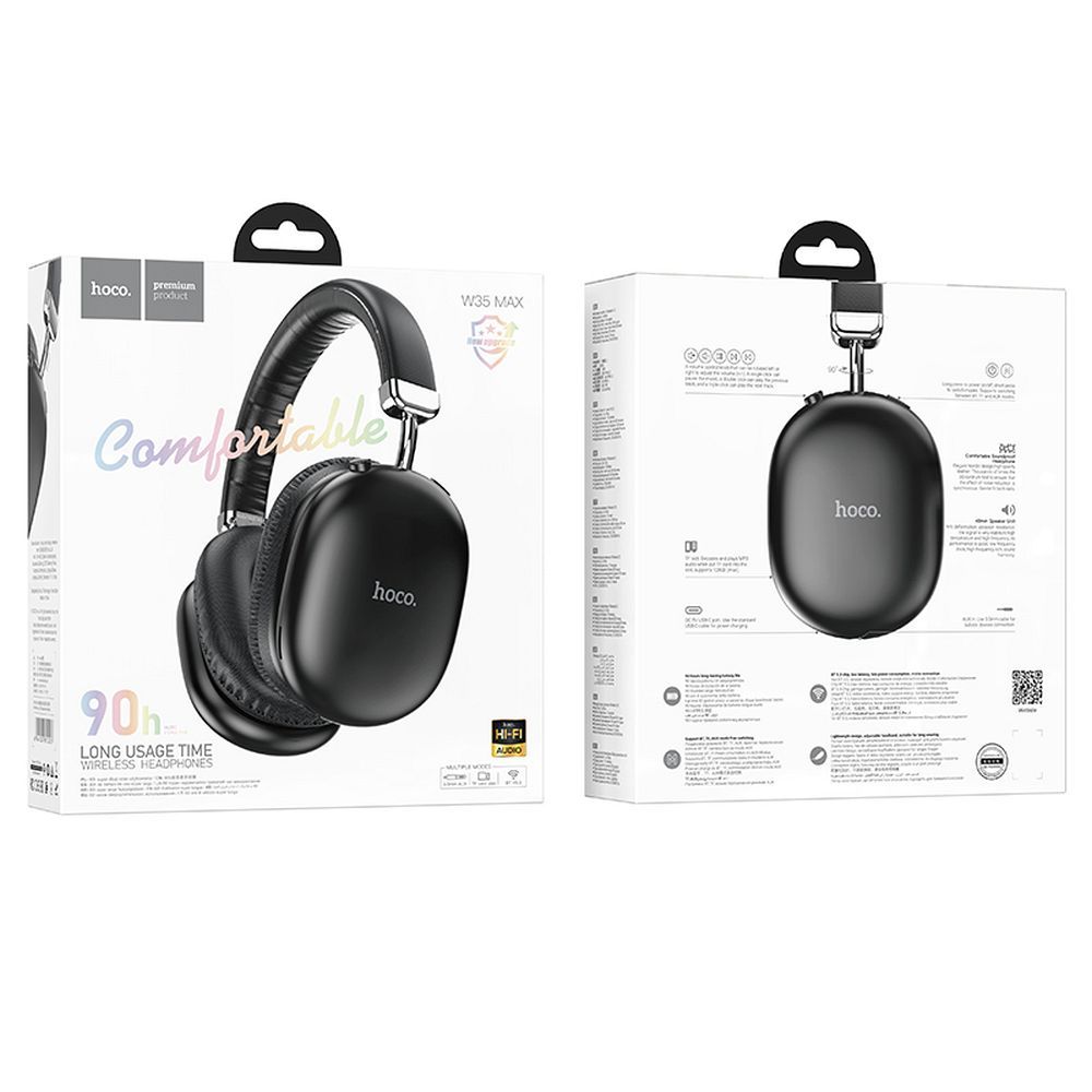 Manos libres Bluetooth HOCO W35 Max, A2DP, Negro