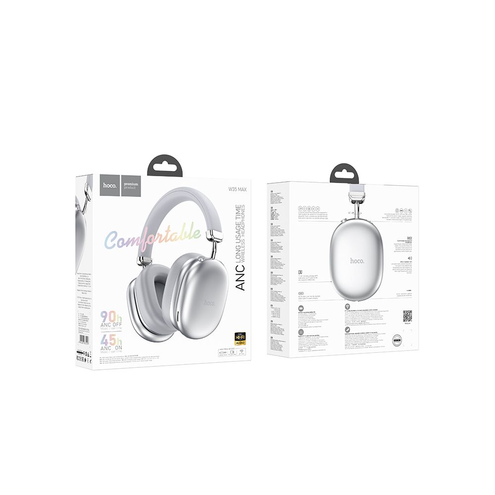 Auricular Bluetooth HOCO W35 Max, A2DP, ANC, Plateado