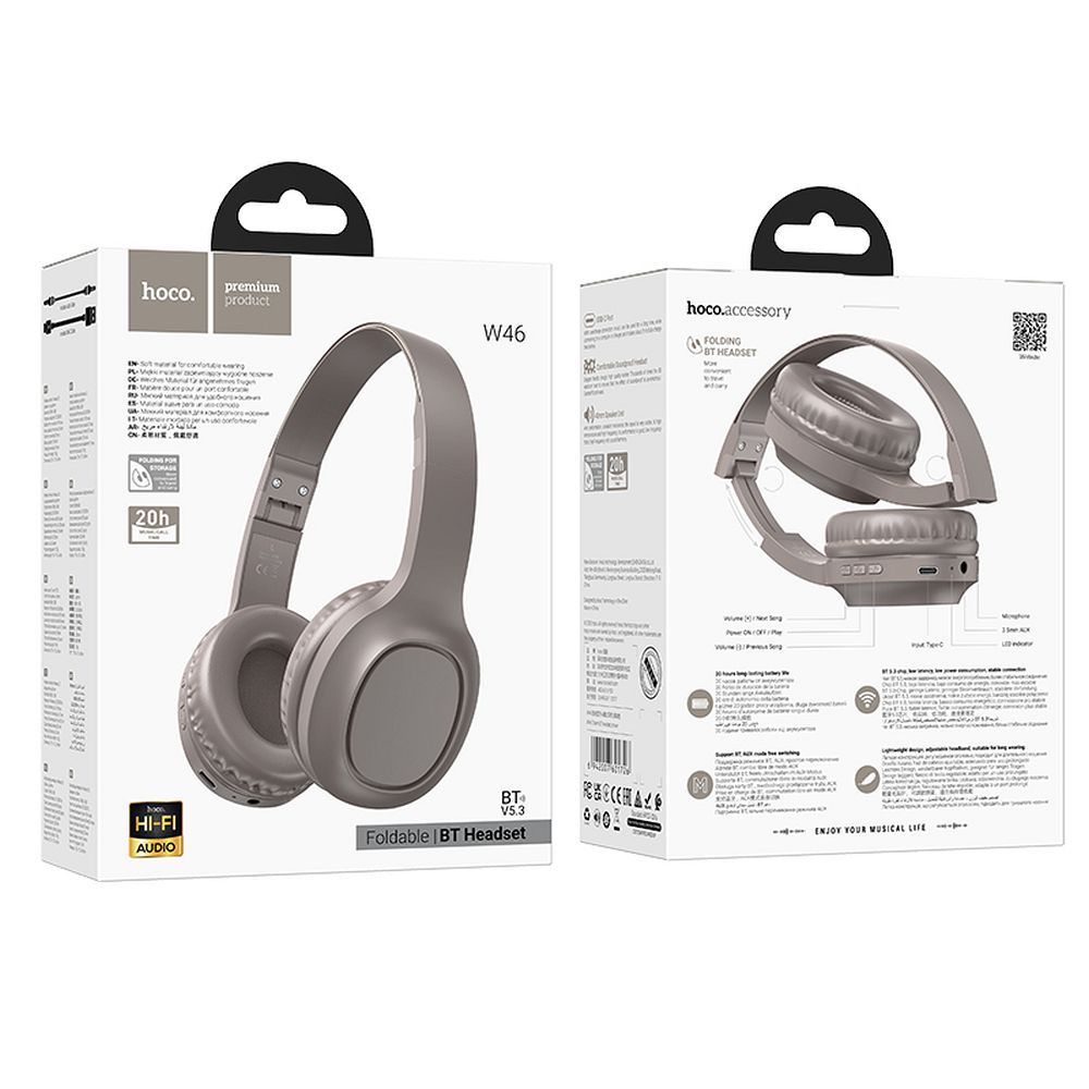 Manos libres Bluetooth HOCO W46, A2DP, Marrón