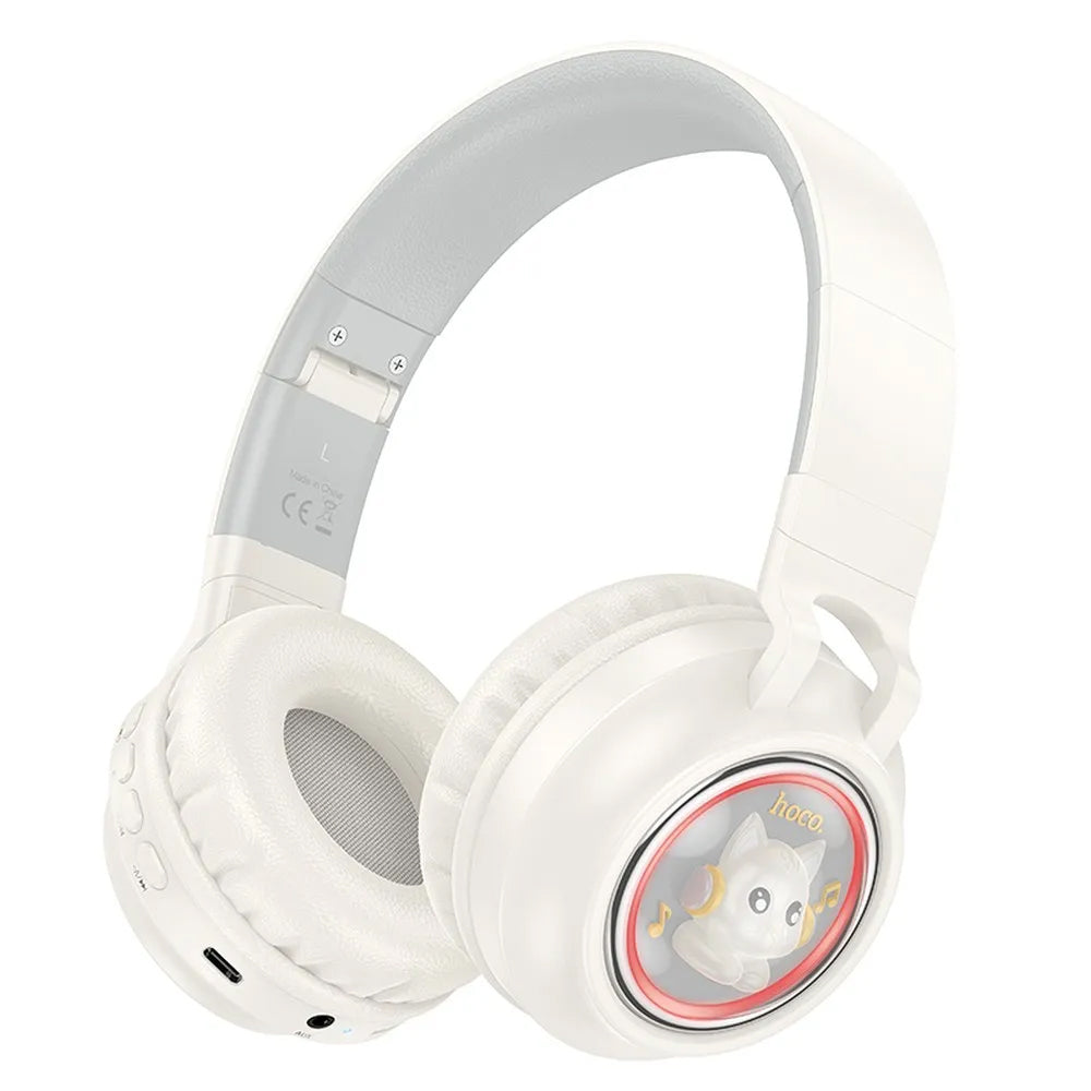 Auriculares Bluetooth HOCO W50 Kids Cute Cat, A2DP, Blanco