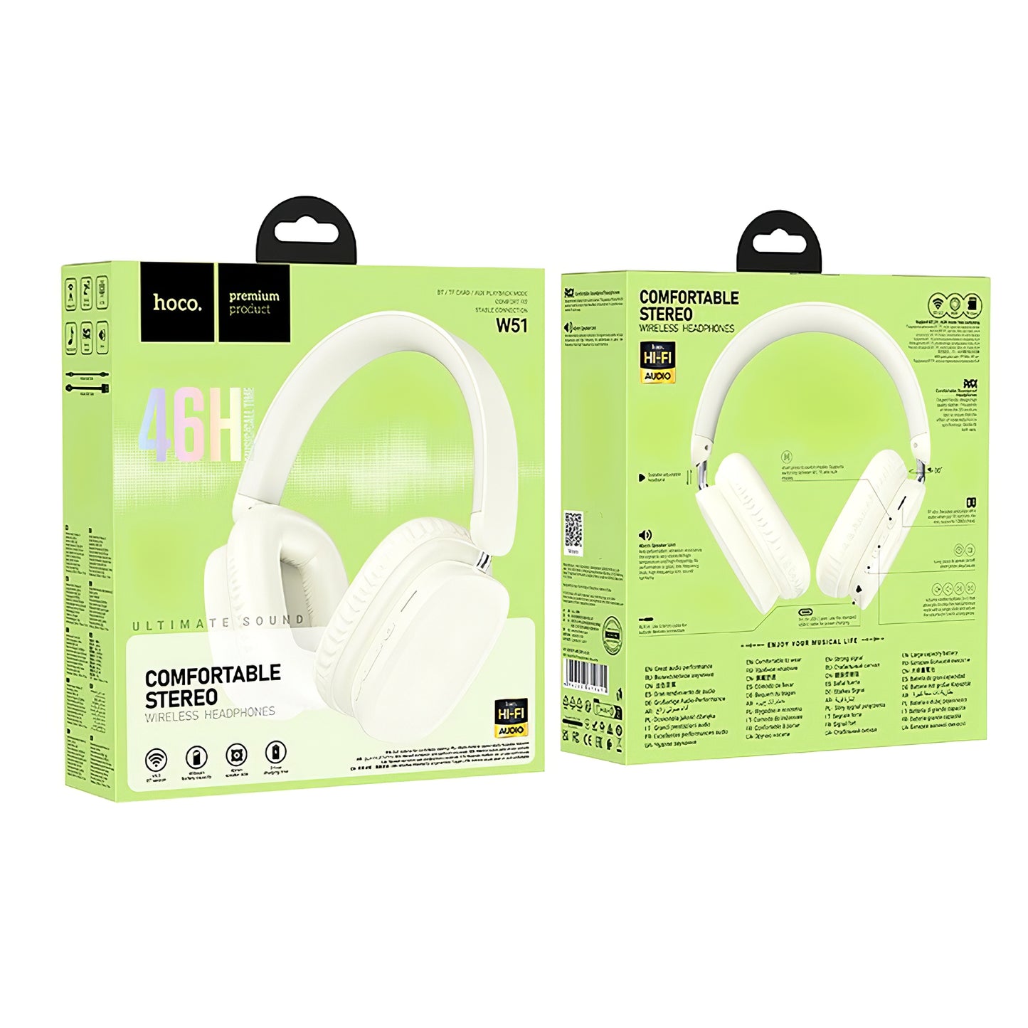 Manos libres Bluetooth HOCO W51 Delightful, A2DP, Blanco 