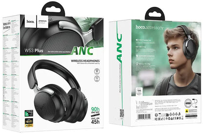 Auriculares Bluetooth HOCO W53 Plus, A2DP, ANC, Negro
