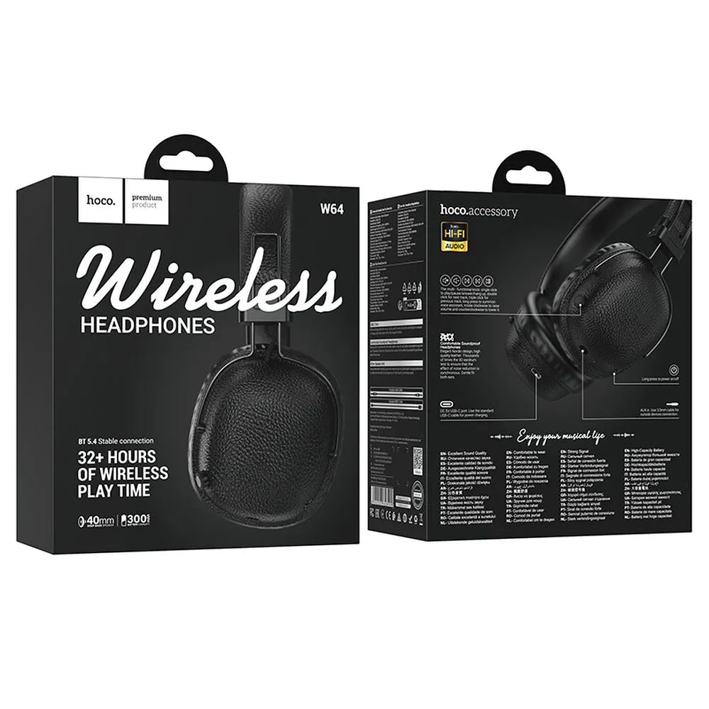Manos libres Bluetooth HOCO W64, A2DP, Negro