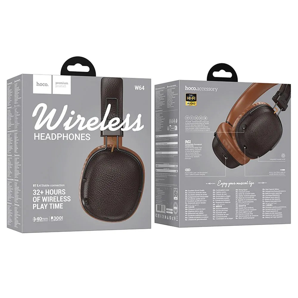 Manos libres Bluetooth HOCO W64, A2DP, Marrón
