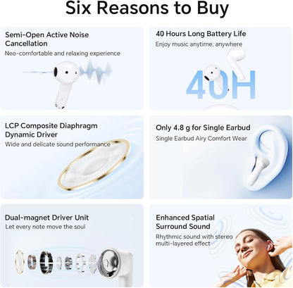 Manos libres Bluetooth Honor Choice X7e, TWS, ANC, Blanco 5504ABHF