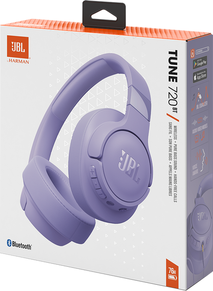 Manos libres Bluetooth JBL Tune 720BT, MultiPoint, A2DP, Mov JBLT720BTPUR