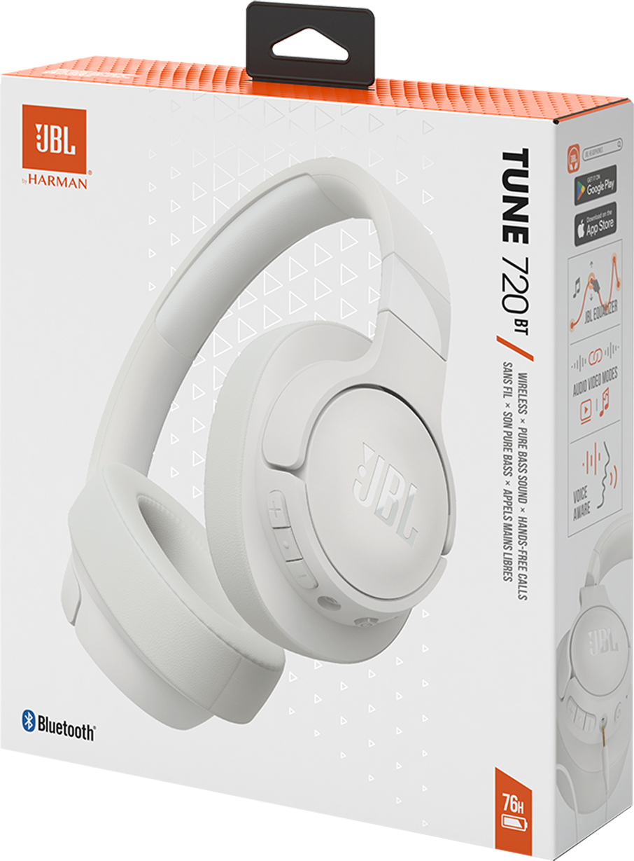 Manos libres Bluetooth JBL Tune 720BT, Multipunto, A2DP, Blanco 