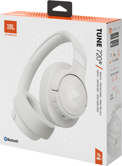 Manos libres Bluetooth JBL Tune 720BT, Multipunto, A2DP, Blanco 