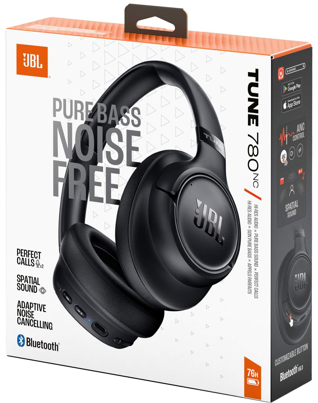 Manos libres Bluetooth JBL Tune 780NC, MultiPoint, A2DP, ANC, Negro JBLT780NCBLK