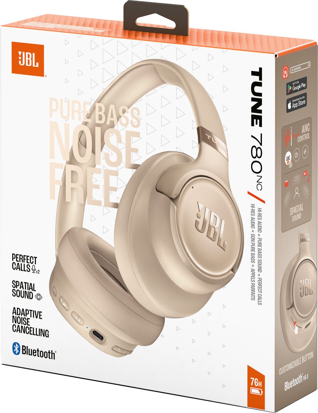 Manos libres Bluetooth JBL Tune 780NC, MultiPoint, A2DP, ANC, Beige JBLT780NCBEG