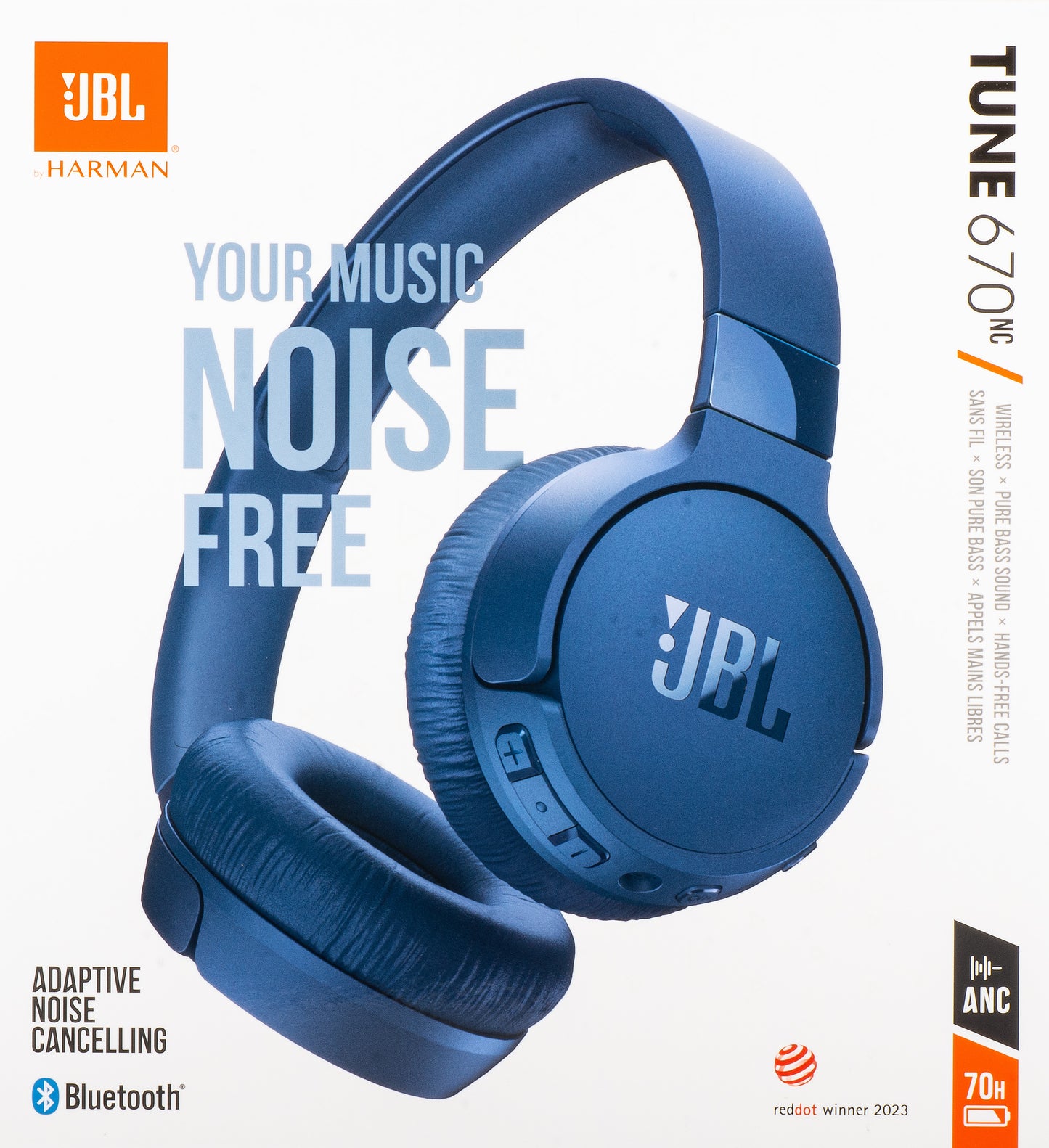 Handsfree Bluetooth JBL Tune 670NC, MultiPoint, A2DP, ANC, Azul JBLT670NCBLUAP
