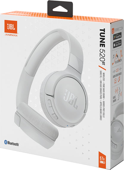 Manos libres Bluetooth JBL Tune 520BT, Multipunto, A2DP, Blanco JBLT520BTWHT