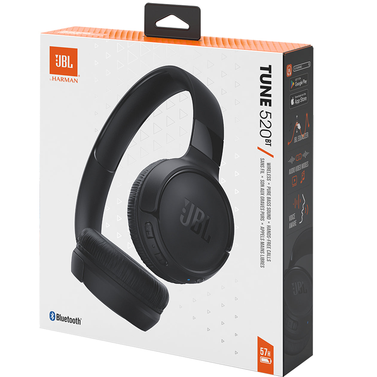 Manos libres Bluetooth JBL Tune 520BT, MultiPoint, Negro, Reacondicionado