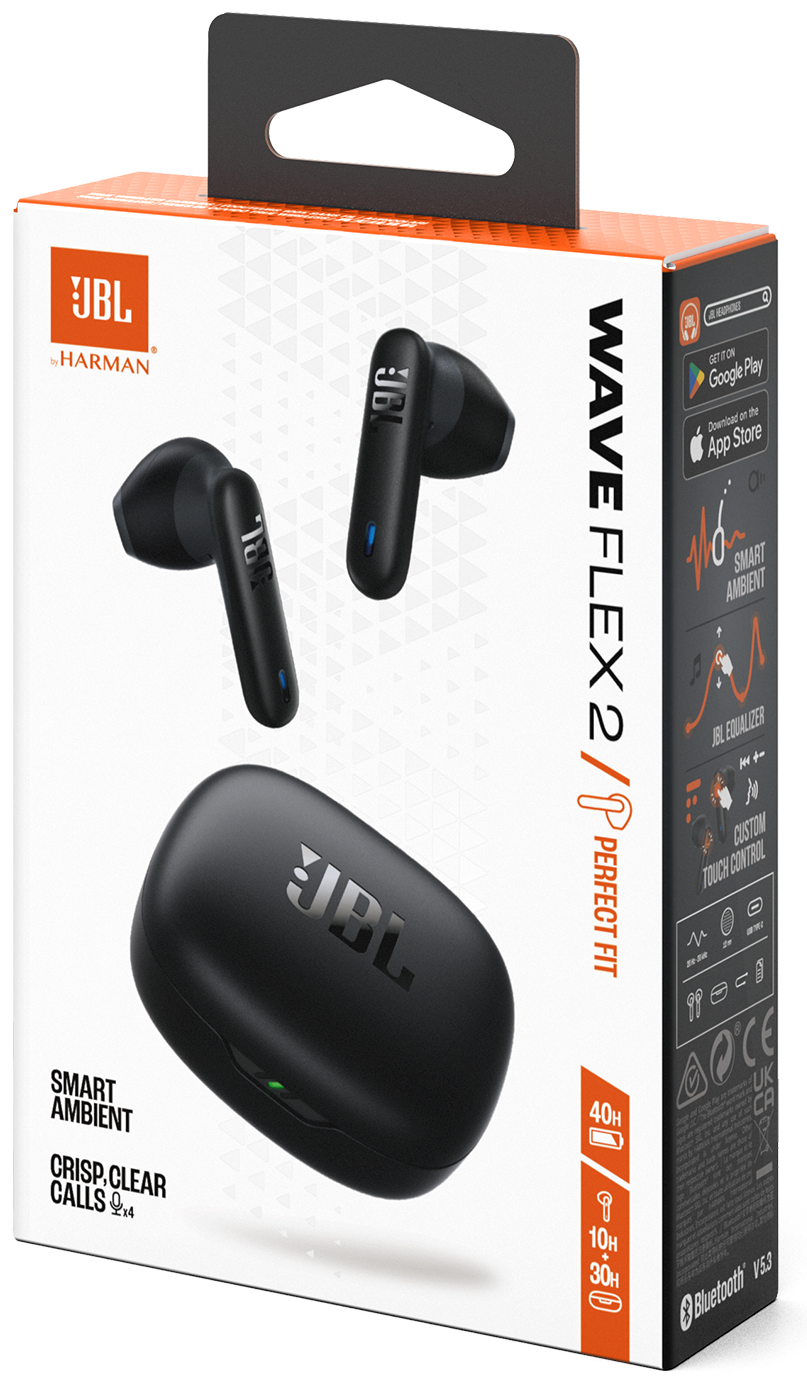 Handsfree Bluetooth JBL Wave Flex 2, TWS, ANC, MultiPoint, Negro JBLWFLEX2BLK