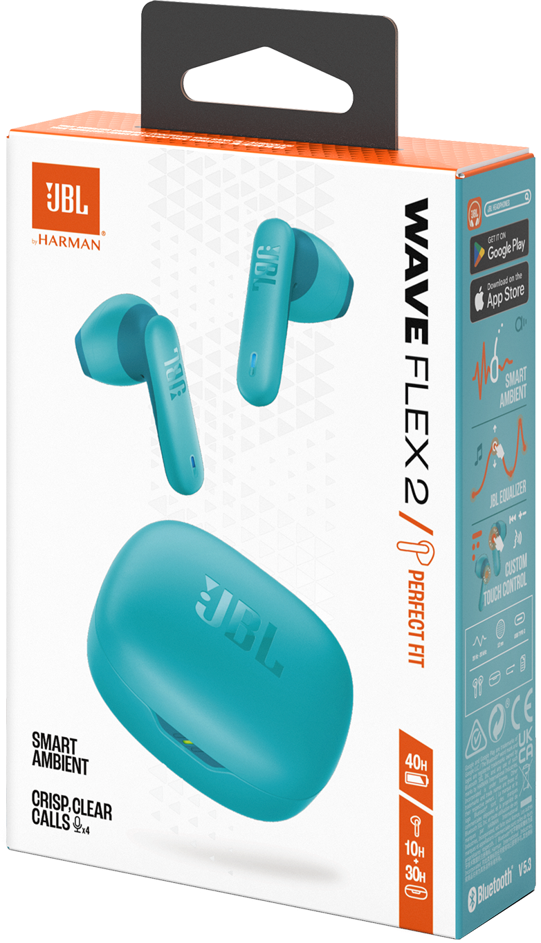 Manos libres Bluetooth JBL Wave Flex 2, TWS, ANC, MultiPoint, Azul JBLWFLEX2BLU