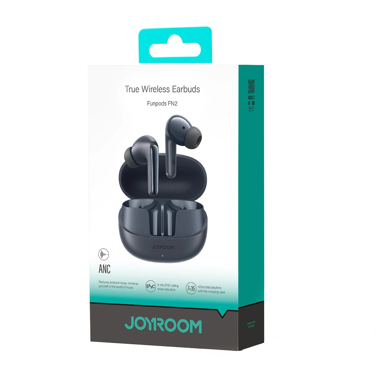 Auriculares Bluetooth Joyroom Funpods JR-FN2, TWS, ANC, Negro