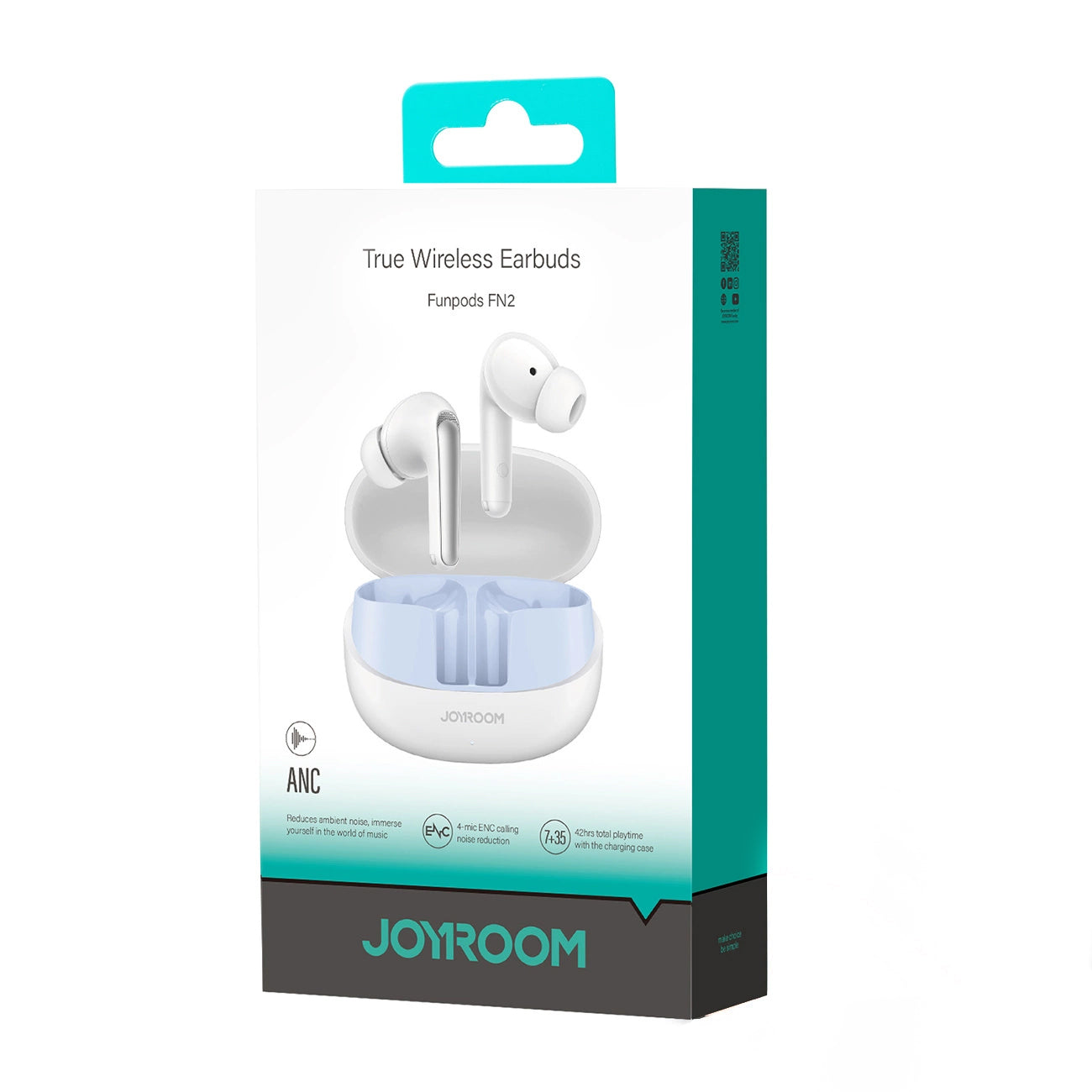Auriculares Bluetooth Joyroom Funpods JR-FN2, TWS, ANC, Blanco