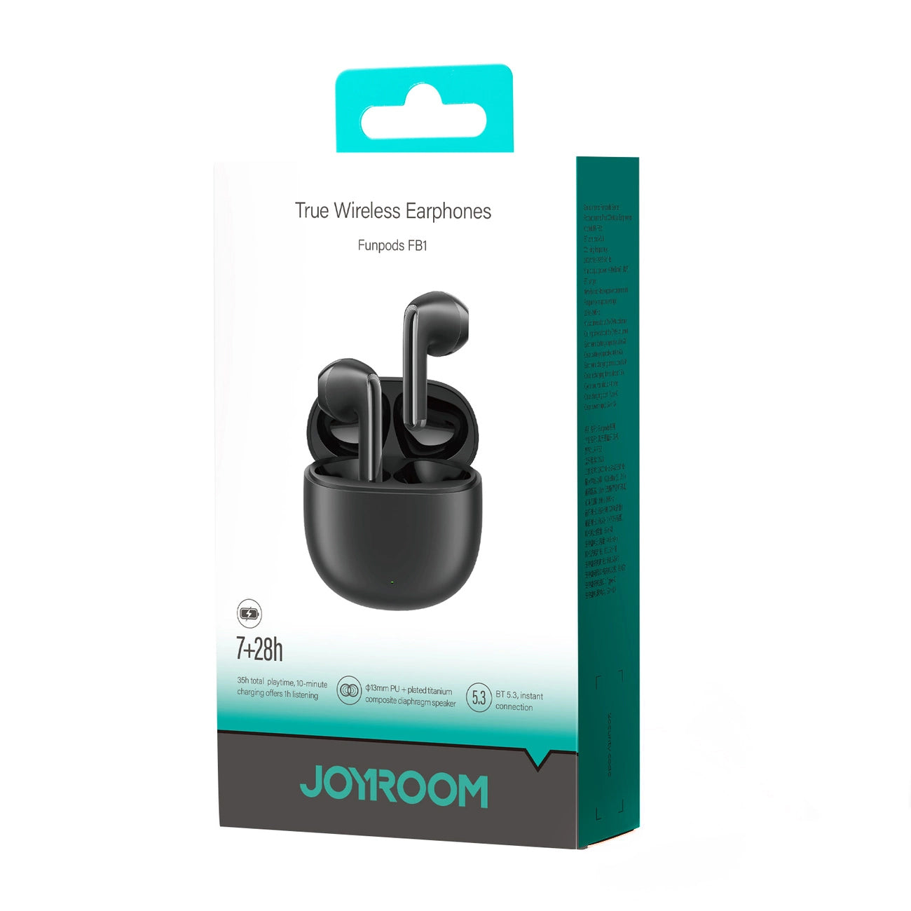 Manos libres Bluetooth Joyroom Funpods JR-FB1, TWS, ANC, Negro