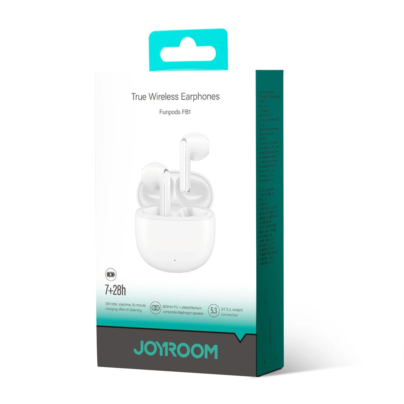 Manos libres Bluetooth Joyroom Funpods JR-FB1 Nueva Versión, TWS, Blanco