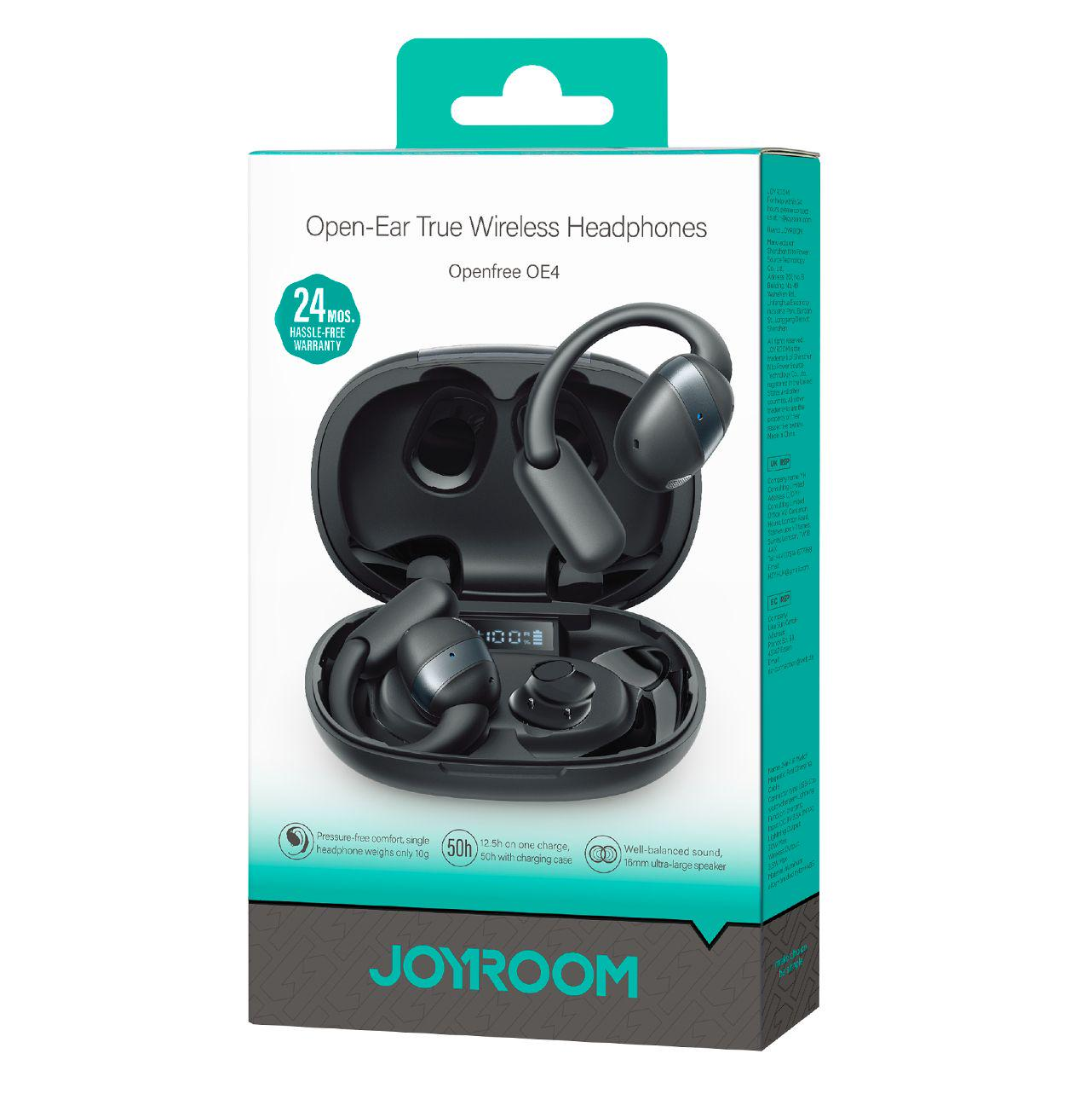 Manos libres Bluetooth Joyroom Open Ear JR-OE4, TWS, Negro