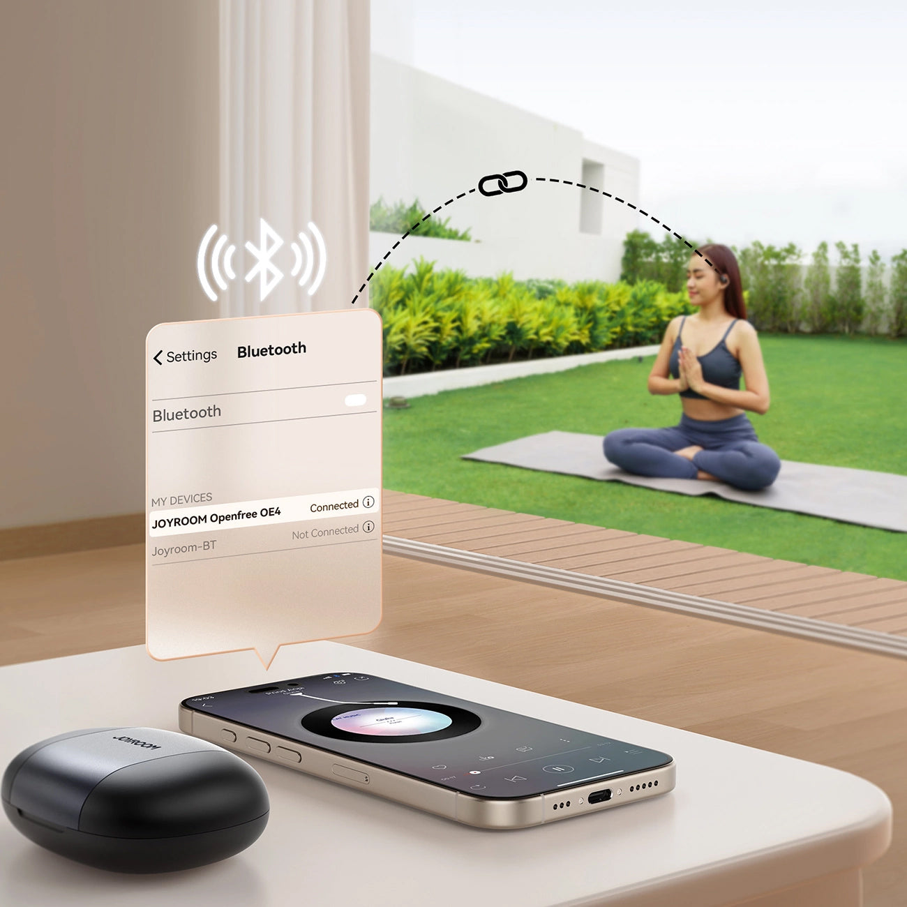 Manos libres Bluetooth Joyroom Open Ear JR-OE4, TWS, Negro
