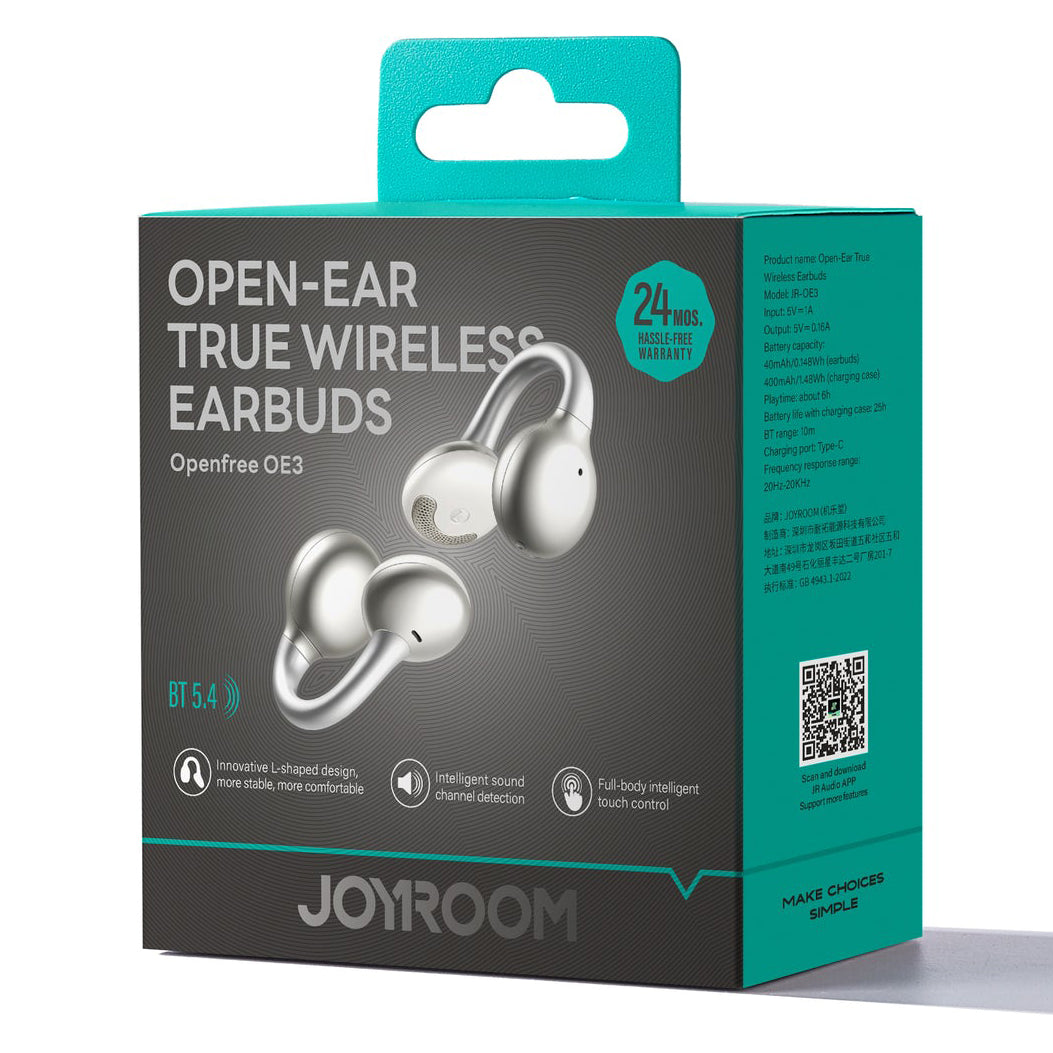 Manos libres Bluetooth Joyroom Openfree JR-OE3, TWS, Plateado