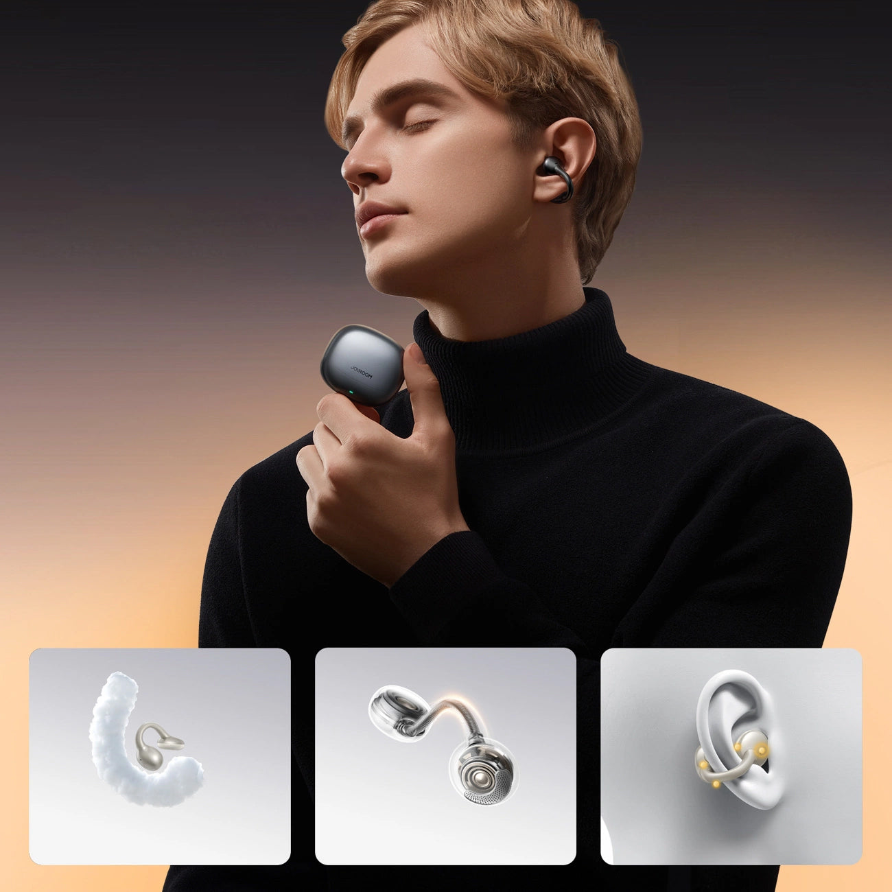 Manos libres Bluetooth Joyroom Openfree JR-OE3, TWS, Negro