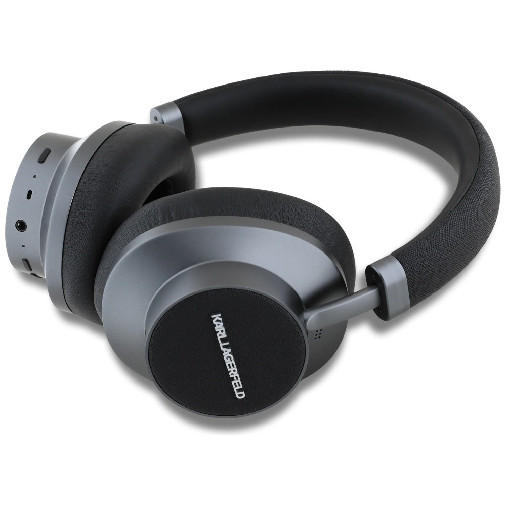 Manos libres Bluetooth Karl Lagerfeld Saffiano Elongated, A2DP, ANC, Negro