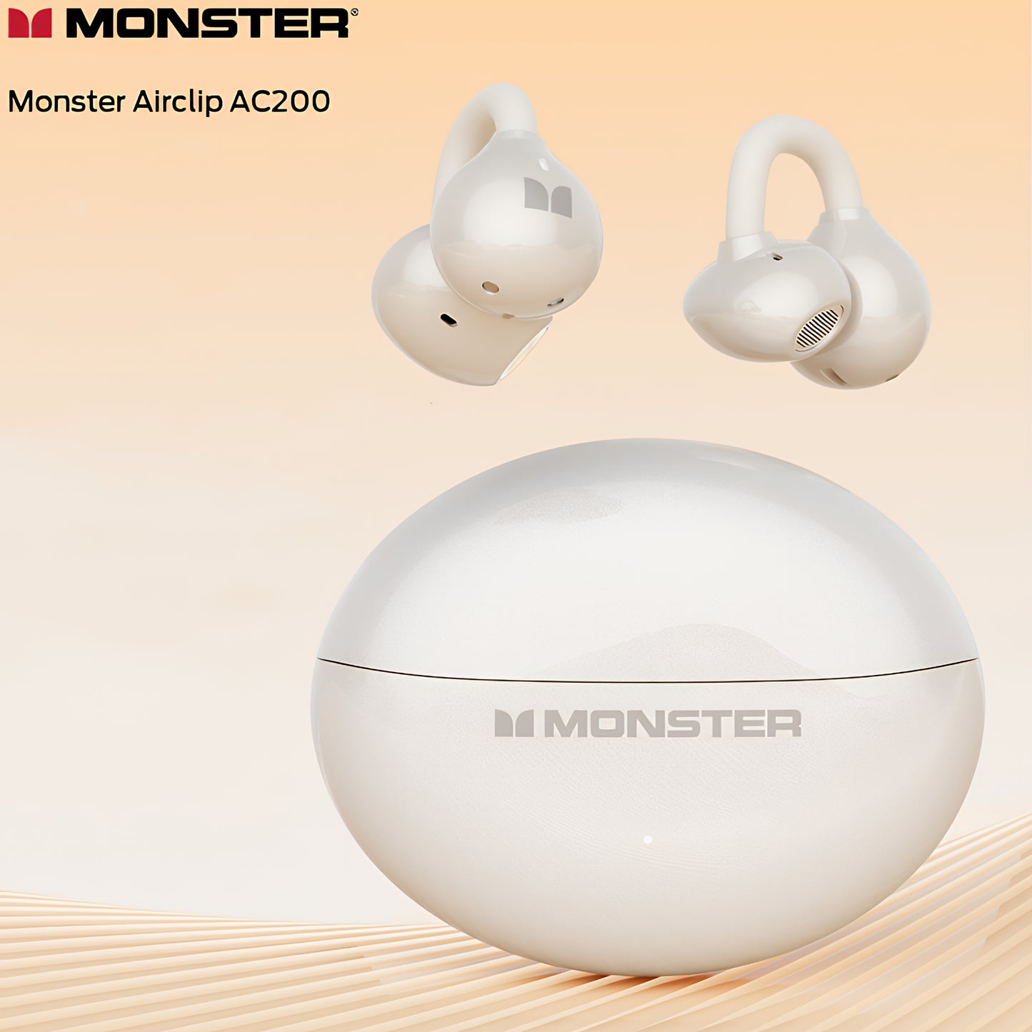 Manos libres Bluetooth Monster AirClip AC200, TWS, Crema Claro