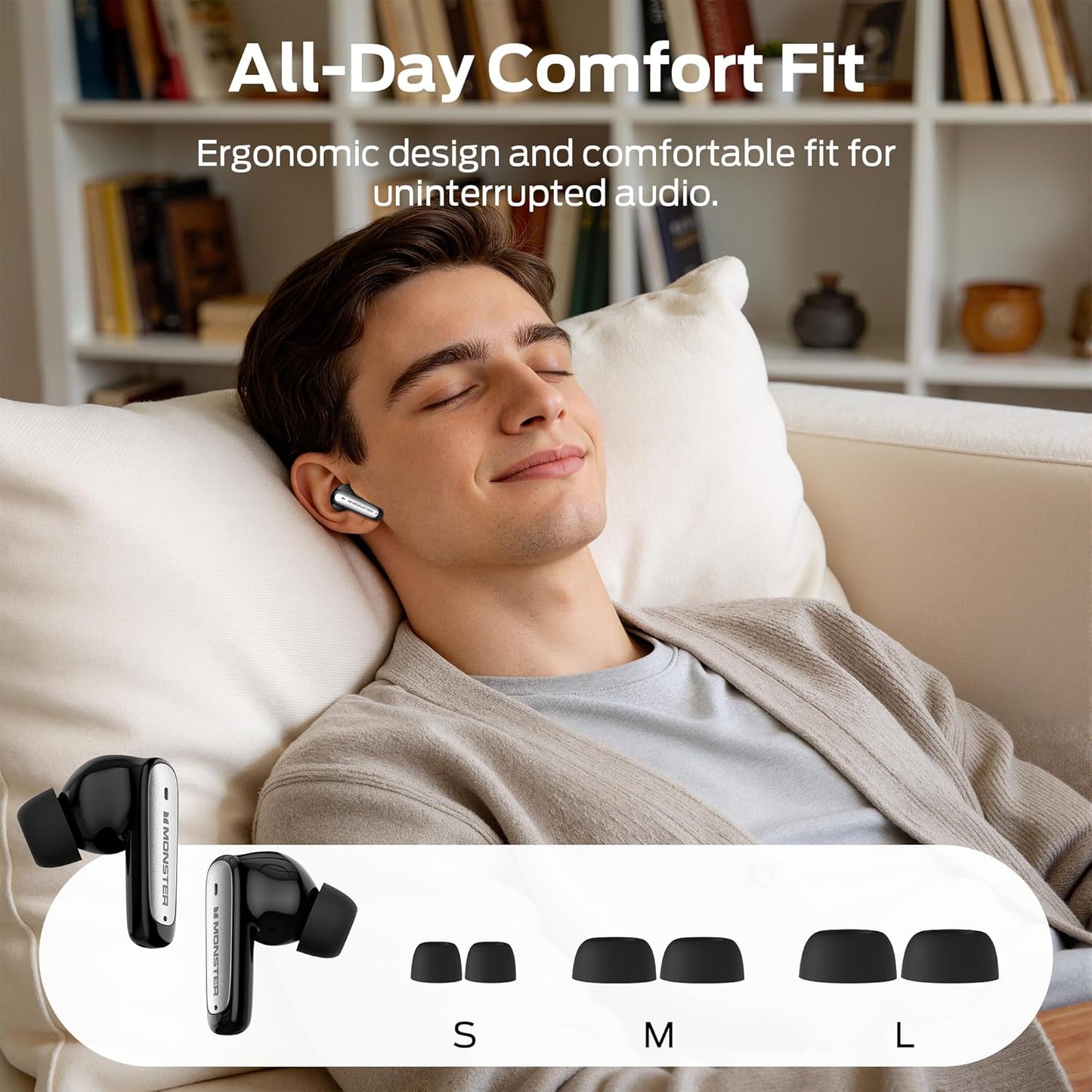 Manos libres Bluetooth Monster N-Lite 310, TWS, Negro