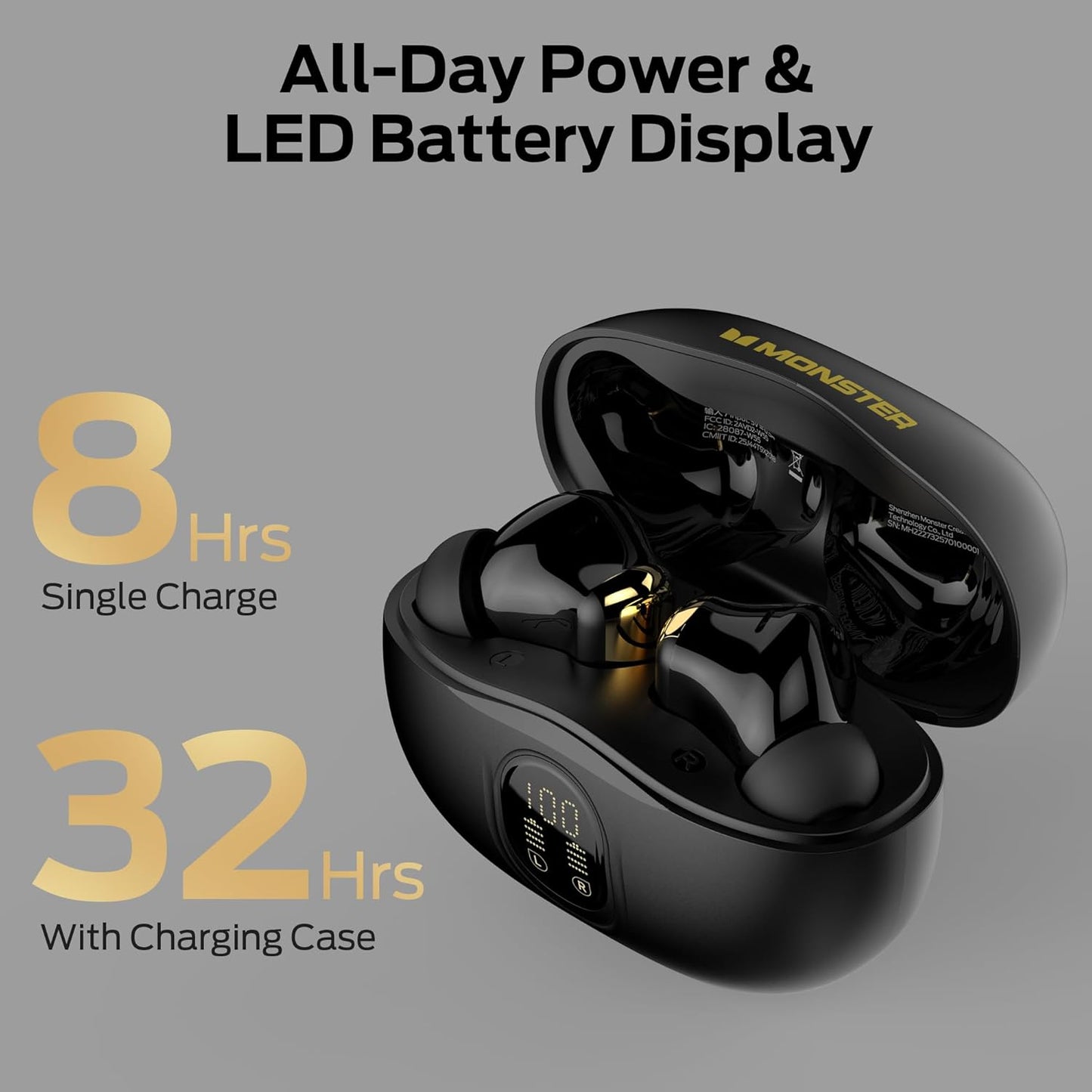 Manos libres Bluetooth Monster N-Lite 217, TWS, Negro