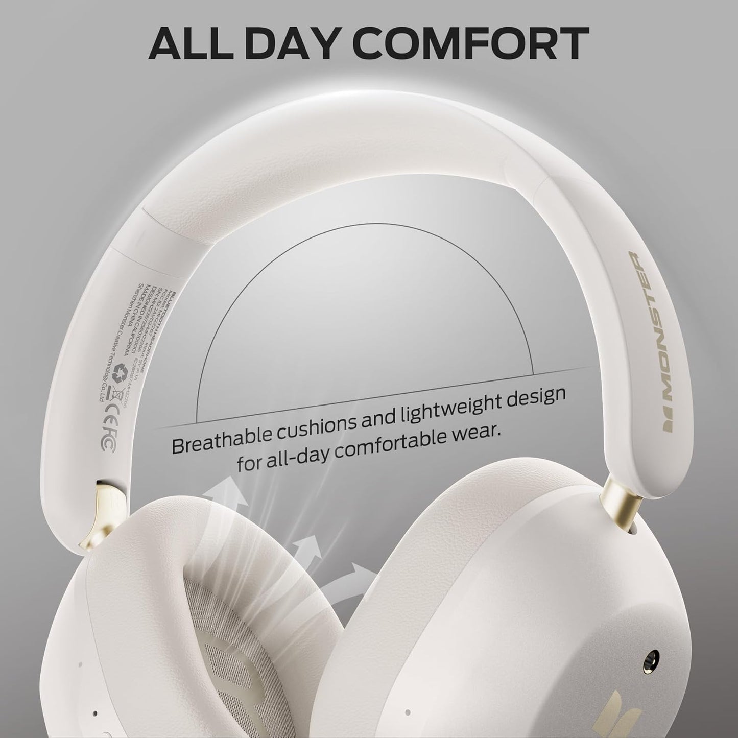 Manos libres Bluetooth Monster Persona 6th, MultiPoint, A2DP, ANC, Blanco