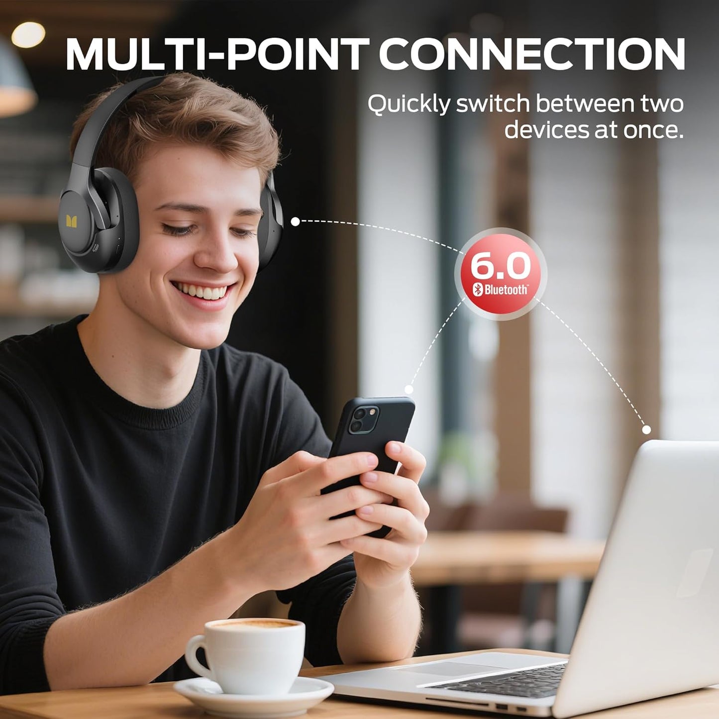 Manos libres Bluetooth Monster Persona 5th, MultiPoint, A2DP, ANC, Negro