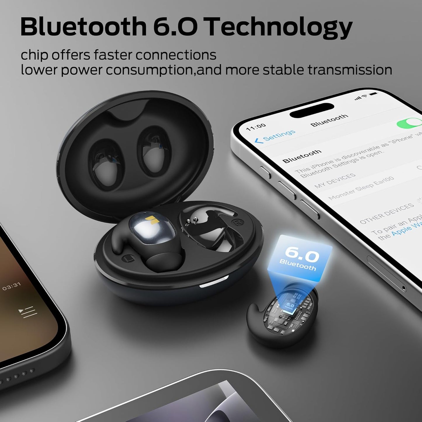 Manos libres Bluetooth Monster Sleep Ear100, TWS, Negro
