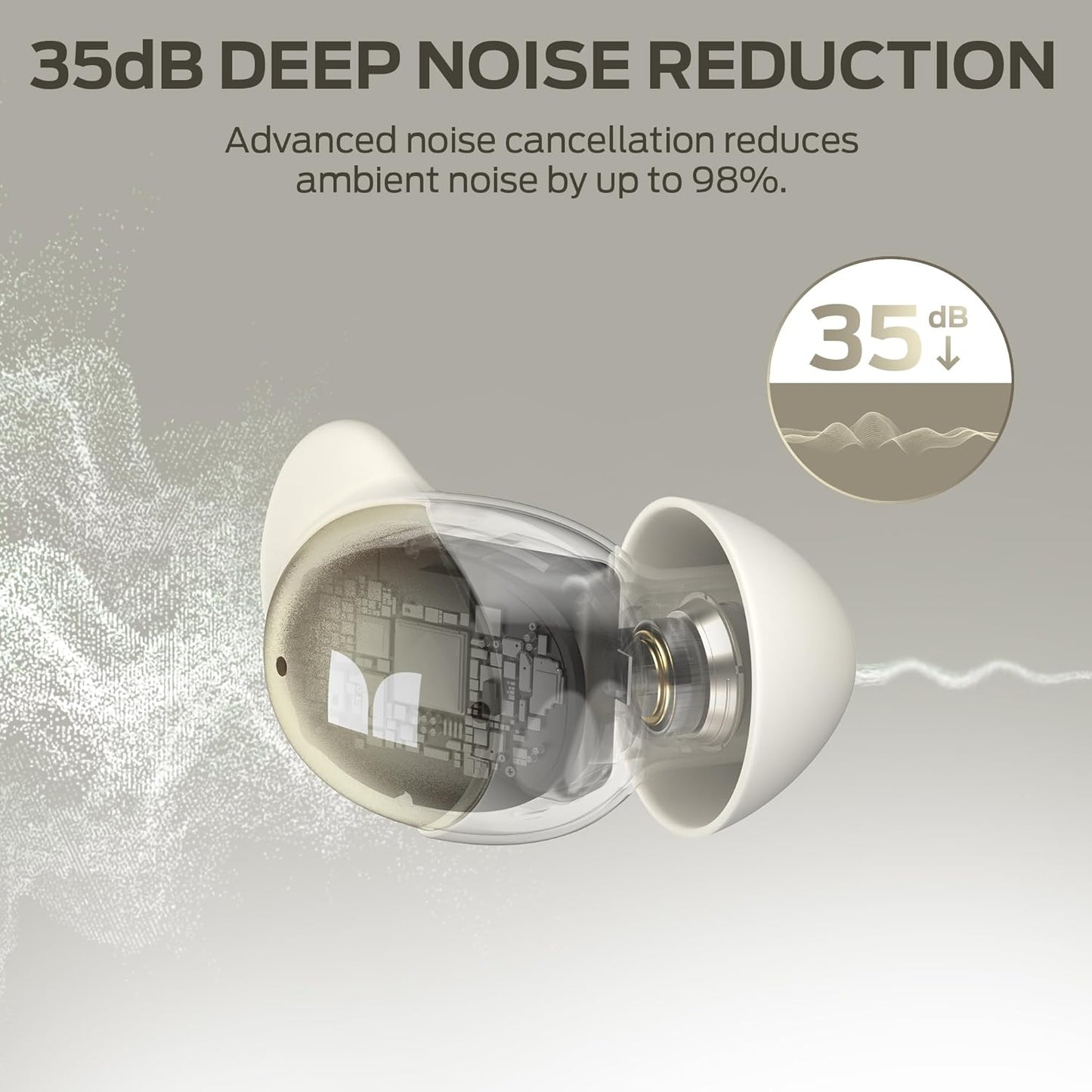 Manos libres Bluetooth Monster Sleep Ear200, TWS, ANC, Dorado