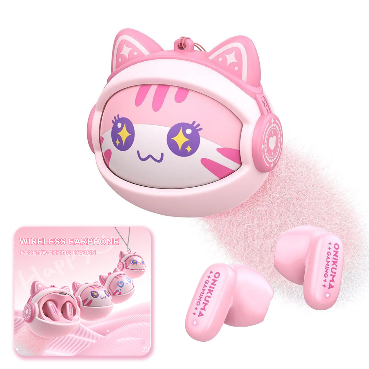 Manos libres Bluetooth Onikuma TX603, TWS, Rosa