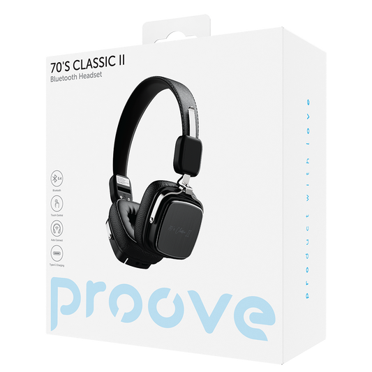 Handsfree Bluetooth Proove 70's Classic II, A2DP, Negro