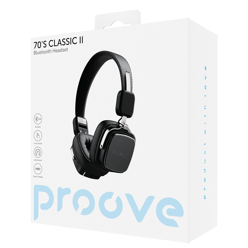 Handsfree Bluetooth Proove 70's Classic II, A2DP, Negro